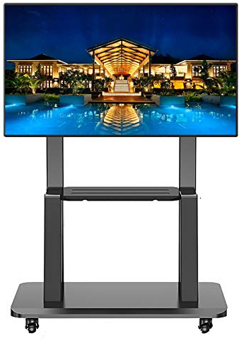 GHHVFEC Universal Mobile TV Floor Stand/Cart, TVs 32-75inch LCD LED OLED Plasma Flat Panel or Curved Sn, TV Display Stand Trolley on Wheels, Load 120kg