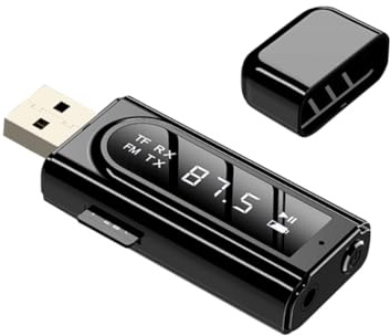 LIGIGWASH Ricevitore Trasmettitore Wireless 2 in 1 Con Tecnologia 5.0 Modulatore Fm Auto, Adattatore Audio Usb Jack Aux 3,5 Mm, Funzione Lettore Dati e Trasmissione Stabile Per Auto e Casa Nero