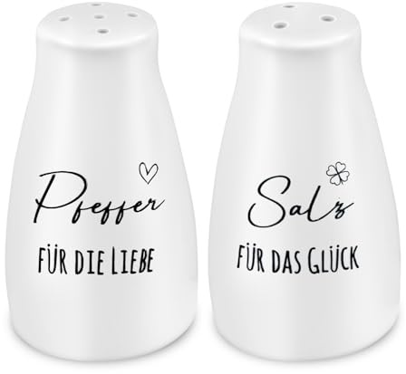 Salz- und Pfefferstreuer Set Hochzeitsgeschenk, 2PCS Salz Pfefferstreuer mit Salz und Pfeffer Aufkleber Hochzeit Geschenkideen für Brautpaar Einzugsgeschenke Einweihungsgeschenke für Wohnung Haus