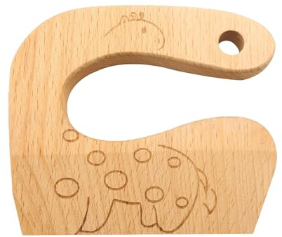 Reochps Children's Wooden Knife Children's Kitchen Knife Children Cutting Knife Deer Pattern Cute Shapes Safe Cutting Tool for Toddlers Kid-Friendly Cutter for Fruit Vegetables & Bread