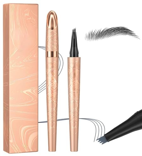 2 Stück Magischer Microblading Augenbrauenstift mit 4 Mikrogabelspitzen, Wischfester Augenbrauenfarbe, Sorgt für Natürlich Aussehende, Definierte Augenbrauen (Grau(2 Stück))