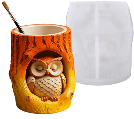 Epoxy Resin Molds, DIY Funny Owl Craft Supplies, Small Pot Mold Resin Supplies, for Flower Pot Candle Holder Storage Organizer Home Decor DIY Crafts Art Projects