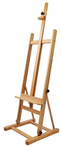 Artina Atelierstaffelei Siena Staffelei - Massive Holzstaffelei aus geöltem Buchenholz für Leinwände bis 125 cm - klappbare & höhenverstellbare Malerstaffelei Leinwand Staffelei