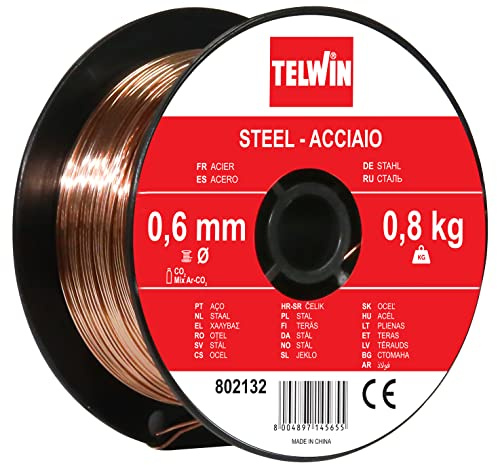 Telwin 802132 Bobina Filo Acciaio D. 0.6 mm 0.8 kg per Saldatura, 0.1 V, 0.6 mm - 0.8 kg, Marrone