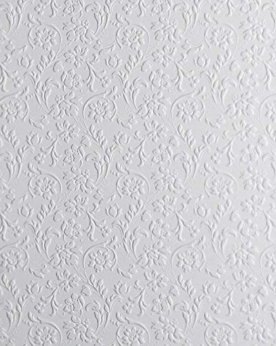 Wallface Wandpaneel selbstklebend 3D-Struktur | Lederoptik 13473-SA FLORAL White - glatte Wandverkleidung matt weiß 2,6 m²