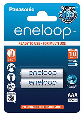 Panasonic Bk-4Mcce/2Be Blister 2 Ministilo AAA Ricaricabili Eneloop, Bianco