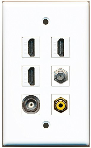 Riteav – 3 porta HDMI 1 RCA giallo 1 cavo coassiale TV tipo F 1 porte BNC da parete piastra