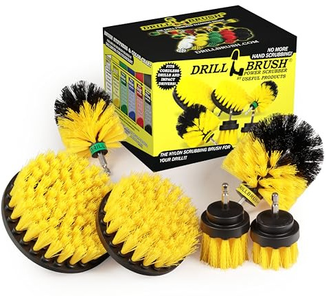 Drill Brush Attachments for Cleaning Shower, Bathroom, Grout, Tile, Bathtub, Bath Mat, Sink, Tile, Porcelain, Fiberglass, Cast Iron, Flooring – Grout Cleaner Drill Brush Set - Bathroom Accessories Kit