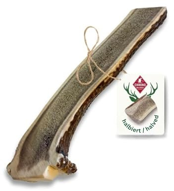 ChronoBalance-L Corno di Cervo per Cani, Confezione da 1, Dimezzato, 100% Naturale, Osso di Cervo, Cura Dentale, Giocattolo per Cani, Senza Sostanze Chimiche, Lunga Durata