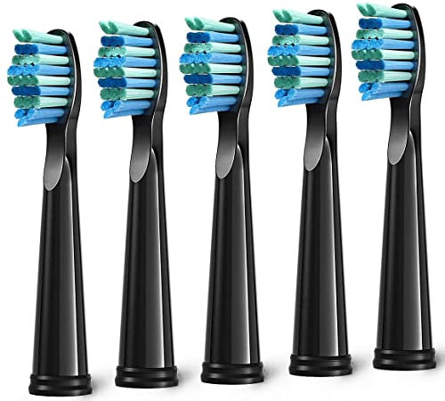 5pcs Replacement Toothbrush Heads for Fairywill Seago D7/D8/FW507/FW508, FW551/ FW917/ FW959/ FWD1/ FWD3 Black