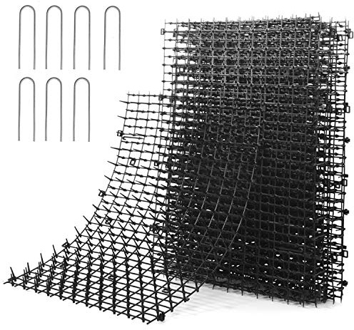 Pomeat 10 PCS Scat Mat for Cats Indoor 16 x 12 with Spikes Sprickle, Digging Deterrent for Dogs, Outdoor for Garden and Fence with 7 Staples