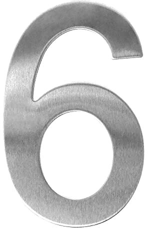 Número de casa, de acero inoxidable para atornillar, aspecto flotante, número de puerta de diseño (6, 10 cm)