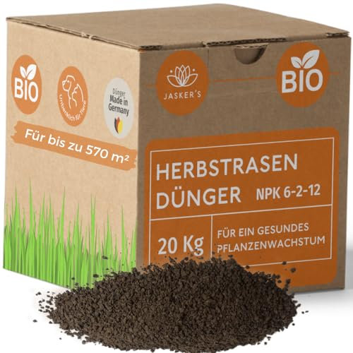 Bio Herbstdünger Rasen 20kg ca. 500m² - 100% tierfreundlich Herbstrasendünger - Langzeitdünger Herbstdünger Rasen - Organischer Herbst Rasendünger mit viel Kalium - Herbst-Rasendünger