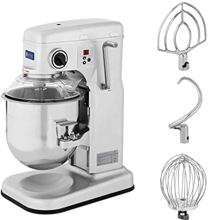 Royal Catering Knetmaschine 10 l 650 W 580 U/min verarbeitet bis zu 1,75 kg Mehl Schüssel absenkbar Planetenrührwerk Sicherheitsdeckel Edelstahl/Aluminium Teigmaschine Teigknetmaschine Küchenmaschine
