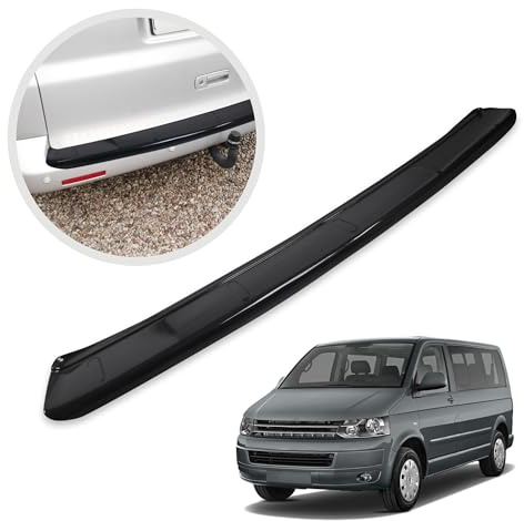 CHROMEMASTER | Ladekantenschutz Stoßstangenschutz | Kompatibel mit Volkswagen VW T5 2003-2015; ABS-Kunststoff, Schwarz, Glänzend; Unsere Lackschutzleiste Sichert den Heckstoßfänger vor Kratzern