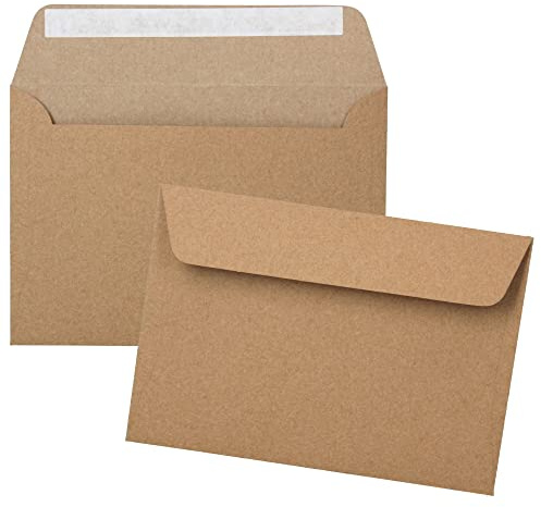 KuschelICH Briefumschläge selbstklebend C6 ohne Fenster Kraftpapier 114 x 162 mm - Kuverts braun (50)