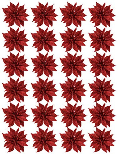 Gadpiparty Stücke 10 cm Glitzer Weihnachtsstern Weihnachtsblumenornamente Glitzernde Künstliche Weihnachtsstern Büsche Picks Weihnachtsbaum Kranz Girlanden Dekorationen für Weihnachten