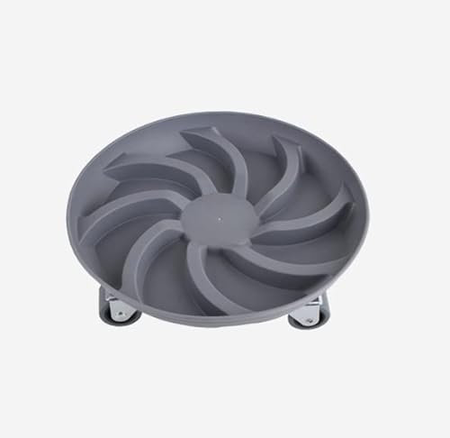 Mkuha Rund Kunststoffe Pflanzenroller Outdoor mit Bremse und Wasserspeicherung, Blumenroller Außenbereich und Innenbereich, Pflanzenroller mit Softrollen für Parkett, Schwerlast,Grau,40cm
