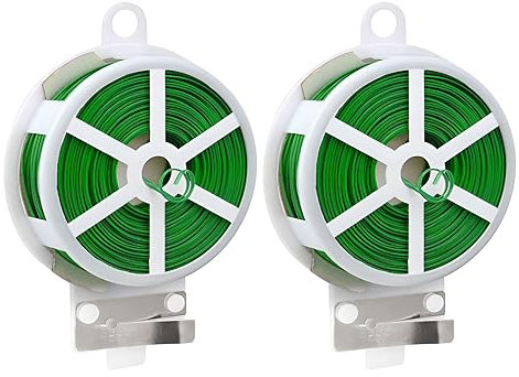FRXAEZTG 2 Bobines 50M Fil de Attache avec Coupe Fil de Fer,Lien Attache Plante pour Fixer Les Branches de Plantes sans Danger,Attache Plante pour l'Organisation du Jardin à Domicile