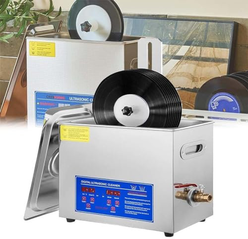 6L Vinyl Record Ultraschall Cleaner, 180W Ultraschallreiniger Maschine mit 0-30 Minuten Timer & Automatic Dreh für 7-Zoll/12-Zoll-Rekord, keine Beschädigung der Rekordoberfläche