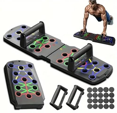 Tragbares multifunktionales Liegestützbrett-Set mit Griffen, faltbares Fitnessgerät für Brust-, Bauch-, Arm- und Rückentraining, beste Wahl für tägliche Geschenke