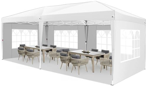 CAROMA Pop up Pavillon Partyzelt Faltpavillon 3x6m mit 6 Seitenwänden, Schwarz