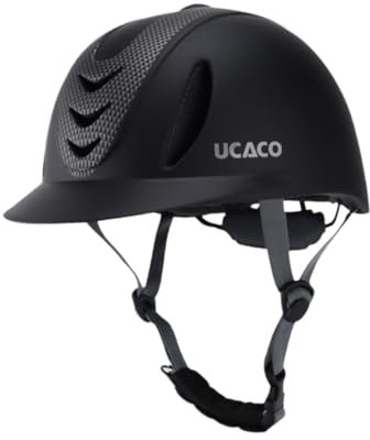 MagiDeal Hochwertiger Reithelm für Damen Und Herren, Individuell Anpassbar, Leicht Und Komfortabel, Carbon Flower Schwarz