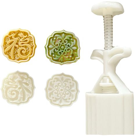 YUEHUINIAO Traditional Chinese Mooncakes Molds Set Home Baking 75g Mooncakes Moulds with Elegant Pattern for Special Situation