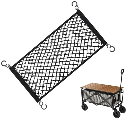Rete portaoggetti per Carrello, Rete Elastica per Camion con Ganci, 70 x 35 cm, Regolabile, Elastica, per Auto, Posteriore, per Bagagliaio, Barche