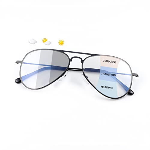 PEEPAI Gafas de lectura fotocromáticas progresivas multifocales UV400 para lectores de sol antiluz azul para hombres y mujeres