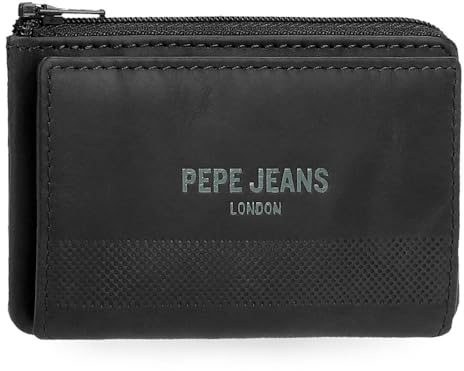 Pepe Jeans Deep Portafoglio con Porta carte di credito nero 11 x 7 x 1,5 cm Pelle by Joumma Bags, Nero, Taglia unica, Portafoglio con porta carte di credito