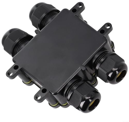 Waterproof 4 Way Connector Black Junction Box Cable Sleeve, IP68 Rated, High Load