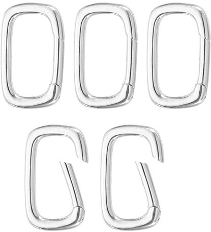 PATIKIL Spring Oval Clip Pendant Clasp, 5Pcs Spring Ring Buckle Necklace Clasps and Closures Charm Clasp Necklace Bracelet Extender Connector for Jewelry Making (M, Silver)