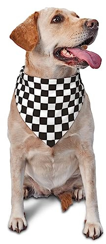 Hundhalsduk, svart-vit schackbräde-haklapp, triangelhaklapp, hundnäsduk, söta hundtillbehör, hundhalsdukar
