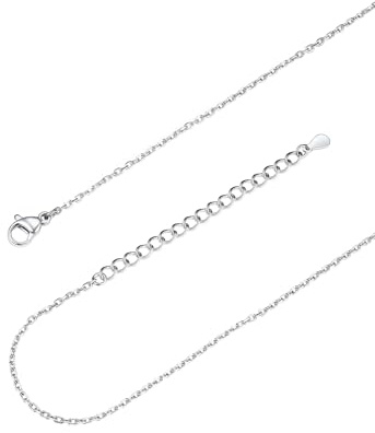FOCALOOK Collana Donna Catena Uomo 1,4 mm Sottile Catena Acciaio Inossidabile per Catene Pendenti Collana Uomo Acciaio Inossidaibile Catenina Sotiilissima Donna Colore Argento Larghezza 46cm+5cm