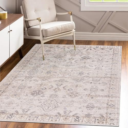 Mazovia Alfombra Salón 80x150cm Crema Clásico Oriental Suave Antialérgico | Alfombra para Dormitorio Comedor Oficina Beige Suelo Radiante Fácil de Limpiar Apto para Mascotas Resistente a Detergentes