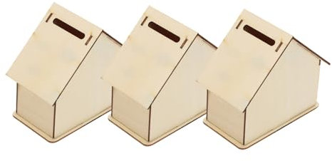ibasenice 3stücke Holzsparschwein Für Junge Mädchen Handgemacht Unfertig Geldaufbewahrungsbox Aus Holz Holzhausdekoration