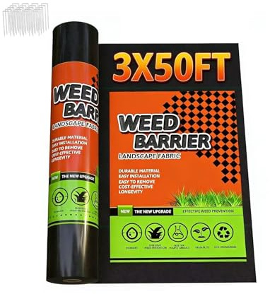JOYSWAN 3Size Weed Barrier Landscape Fabric Heavy Duty Woven Ground Cover Weed Cloth Geotextile Fabric Driveway Fabric (3x50FT)