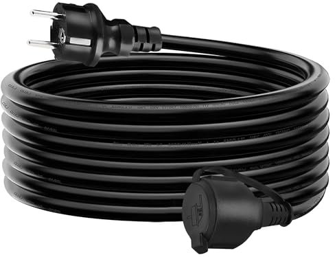 Verlängerungskabel Außen, Verlängerungskabel 10m, Verlängerung Stromkabel 230 V IP44, mit Schuko Stecker - Schutzkontakt Baustellenkabel Schutzkontaktstecker