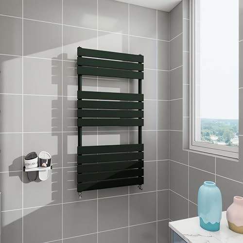 Morden Bathroom Flat Panel Heated Towel Rail Radiator,Wall Mounted Central Heating Ladder Rad 1200X600mm Black