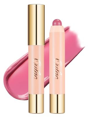 Oulac Pinky Rose Lipstick - Lipstain and Blush Duo, Tinted Lip Balm, Moisturising and Nourishing, Glossy Finish, Vegan, Rose Tea(06)