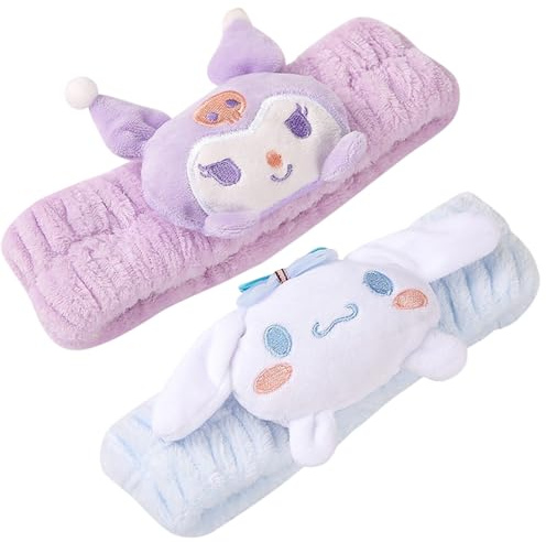 2 Pack Hair Band for Washing Face for Girls Women Kawaii Cartoon Elastic | Headband for Washing Face for Washing Face Shower Spa Yoga Beauty Skincare Make up Headband Headbands for Girls Cute Soft