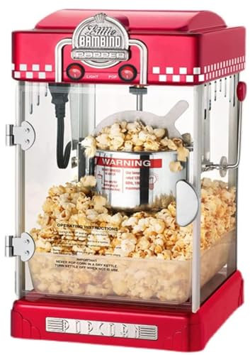 Small Fully Automatic Popcorn Popper Maker - Perfect for Kids Parties & Home Cinema, Red(Red)