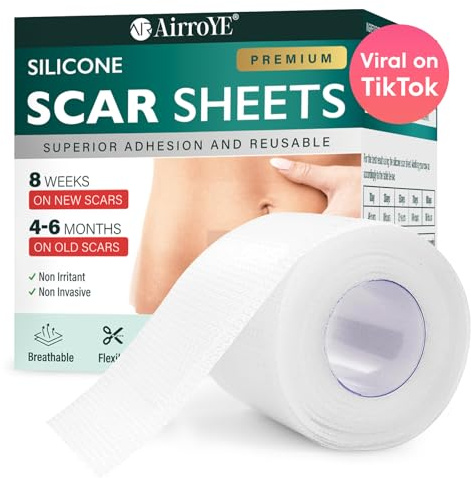 Silicone Scar Sheets for Surgical Scar: Clear Silicone Scar Tape (1.6x 60 Roll-1.5M) for C-Section - Medical Grade Silicone Scar Sheets for Acne Keloid Stretch Burn Tummy Tuck