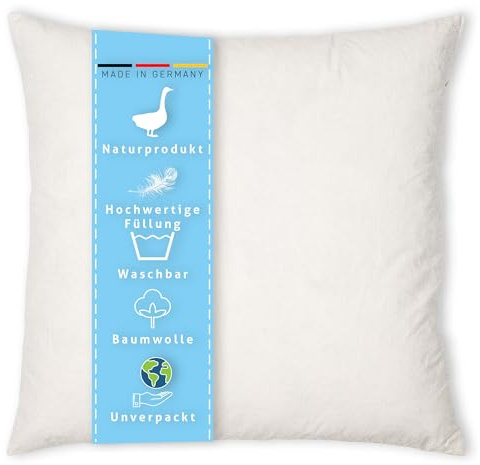 Kissenoutlet24 Federkissen 60x60 cm Gänse- & Entenfedern Made in Germany | Bauschige Naturfedern-Kissenfüllung | 100% Baumwolle-Bezug | kein Lebendrupf | waschbar | OEKO-TEX