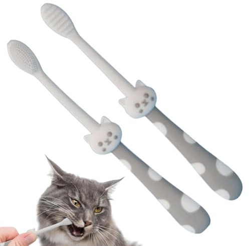 Katzenzahnbürsten-Set, Katzenzahnbürste – 2 x Katzenzahnbürste, Zahnbürste | tragbare Zungenbürste, Mundpflegezubehör für Hunde, Katzen und