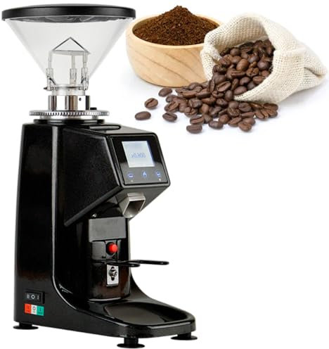 vnmudzeo Moulin à Café Professionnel, éCran NuméRique, Machine à Expresso Professionnelle, 19 RéGlages De Mouture PréCis,Black-500ml