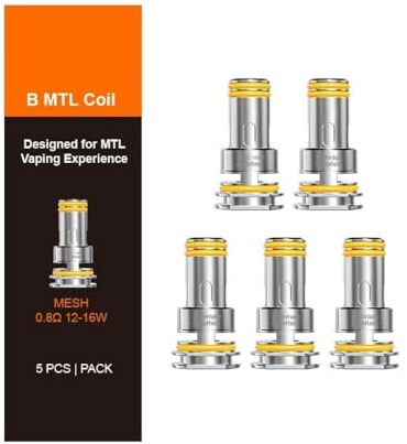 Resistencias B MTL Gee-'kvape (paquete de 5) de 0,8 Ω [Potencia recomendada: 12-16 W] Compatible con el atomizador Z NANO MTL Tank vaporizador original - No Nicotine