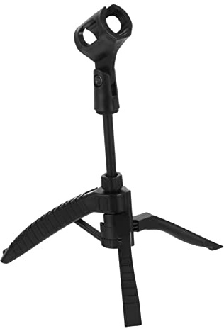 Supporto Microfono da Tavolo Treppiede Nero in Abs e Metallo | Design Smontabile, Apertura Triangolare, Facile da Riporre, Struttura Stabile per Uso Quotidiano