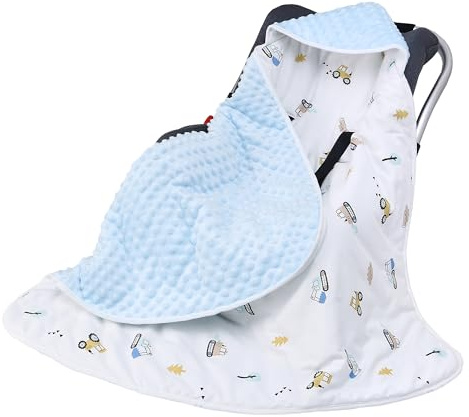 Miracle Baby Manta Envolvente para Bebé 90 x 90 cm, Manta Saco Capazo Universal para Asiento de Coche Bebé, Cochecito, con Relleno, Adecuado para Otoño e Invierno (Excavador)